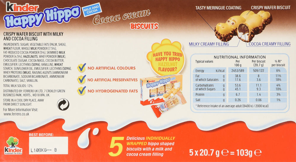 Ferrero Kinder Happy Hippo cross section revealing creamy milk and cocoa filling for tempting texture
