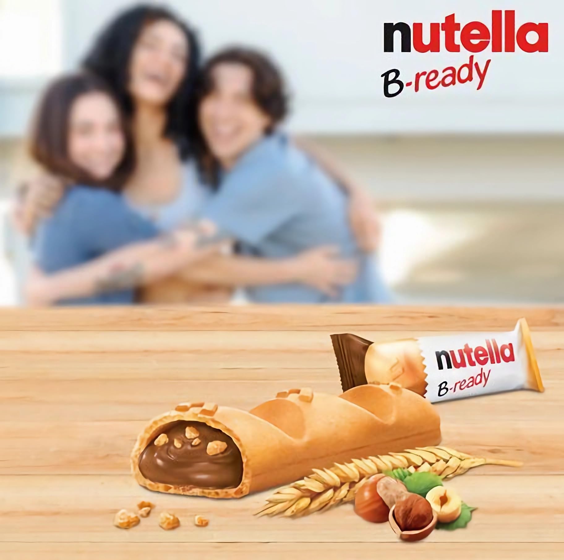 Ferrero Nutella B-Ready on table with coffee illustrating convenient snack pairing