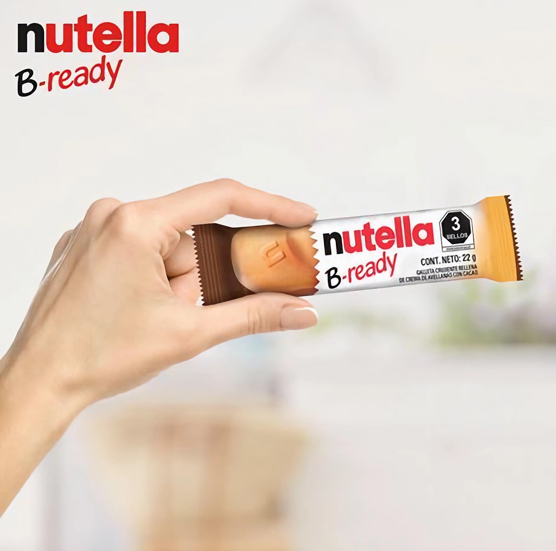 Ferrero Nutella B-Ready open piece revealing creamy filling for indulgent hazelnut flavor