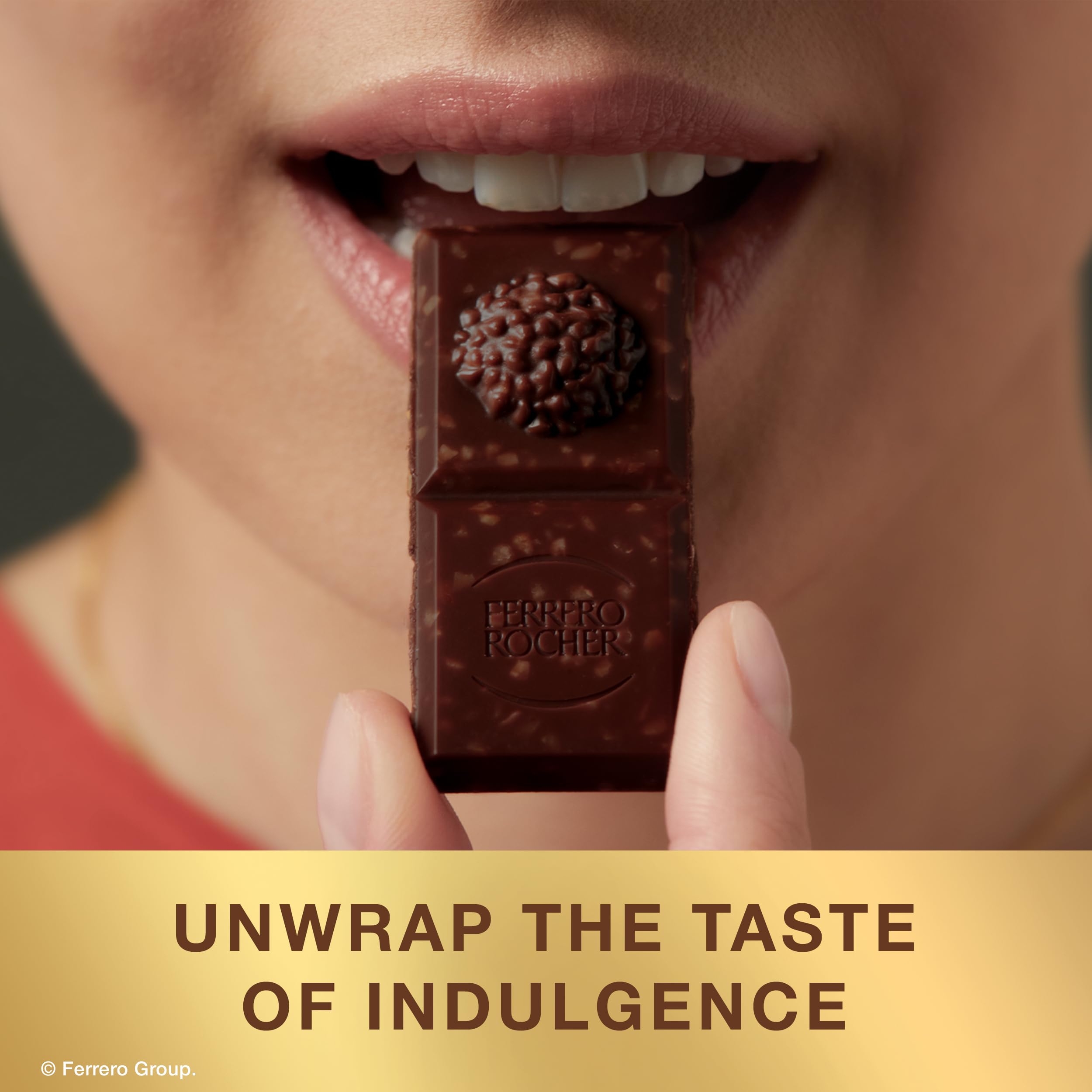 Cross-section of Ferrero Rocher bar revealing salted caramel and hazelnut filling benefit
