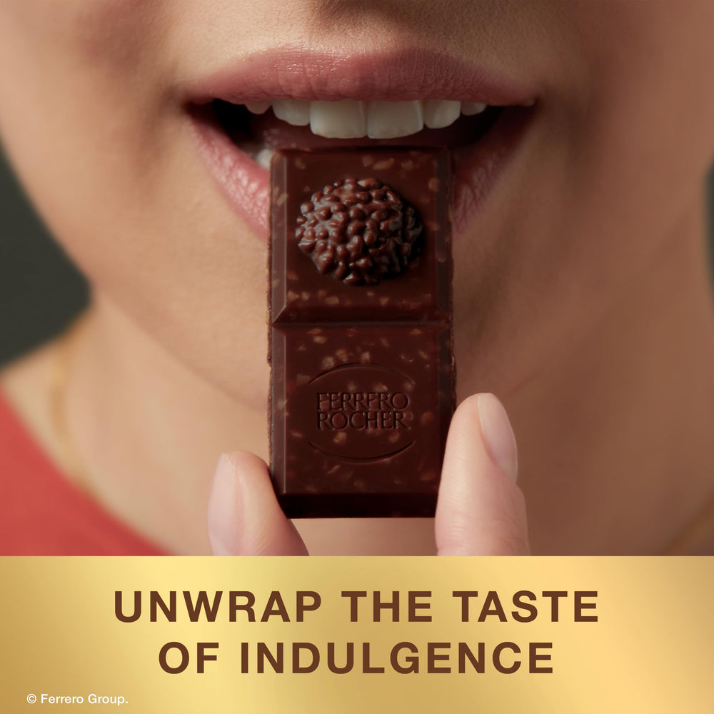 Cross-section of Ferrero Rocher bar revealing salted caramel and hazelnut filling benefit