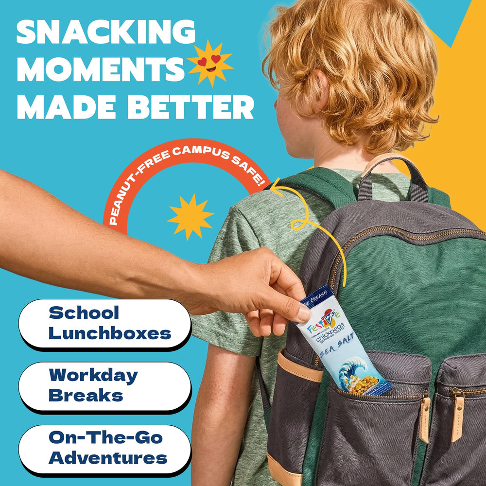 Festive Celebrate Snacktime enjoyed outdoors from a pouch illustrating portable snack satisfaction benefit