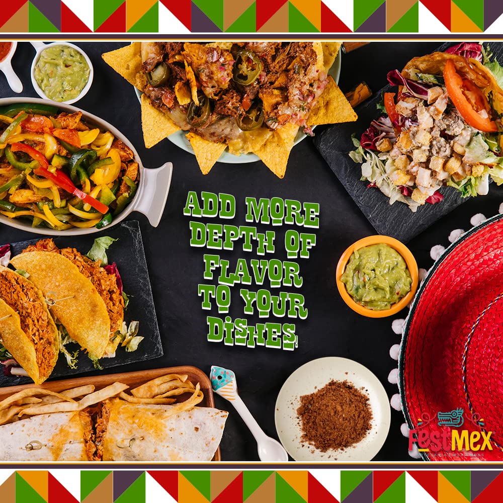 Arrangement of FESTMEX ingredients: roasted gusano, sea salt, and smoky chiles, illustrates handcrafted origin