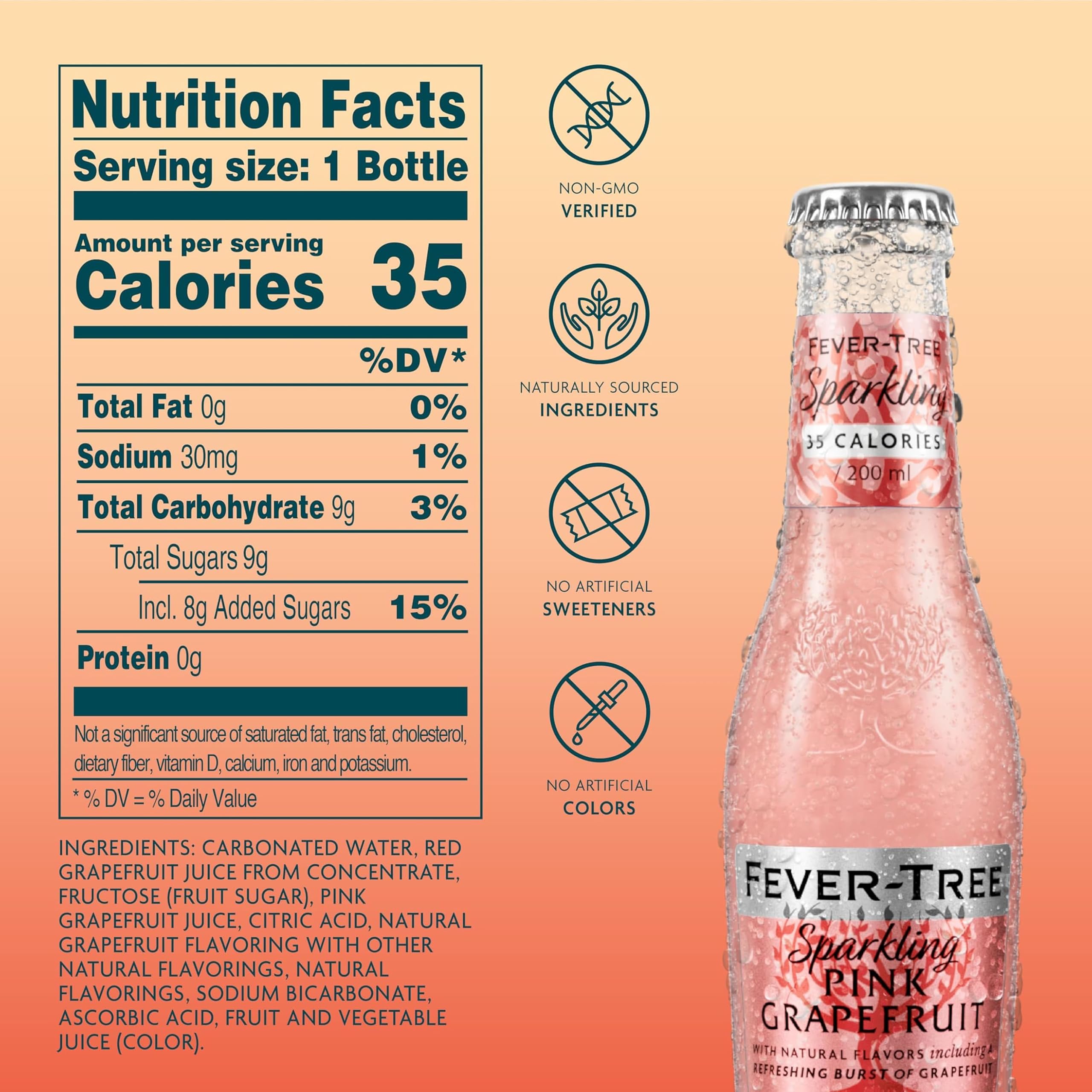 Fever-Tree bottle close-up label detail highlighting natural ingredients