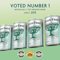 Fever-Tree tonic pouring with bubbles showing refreshing effervescence