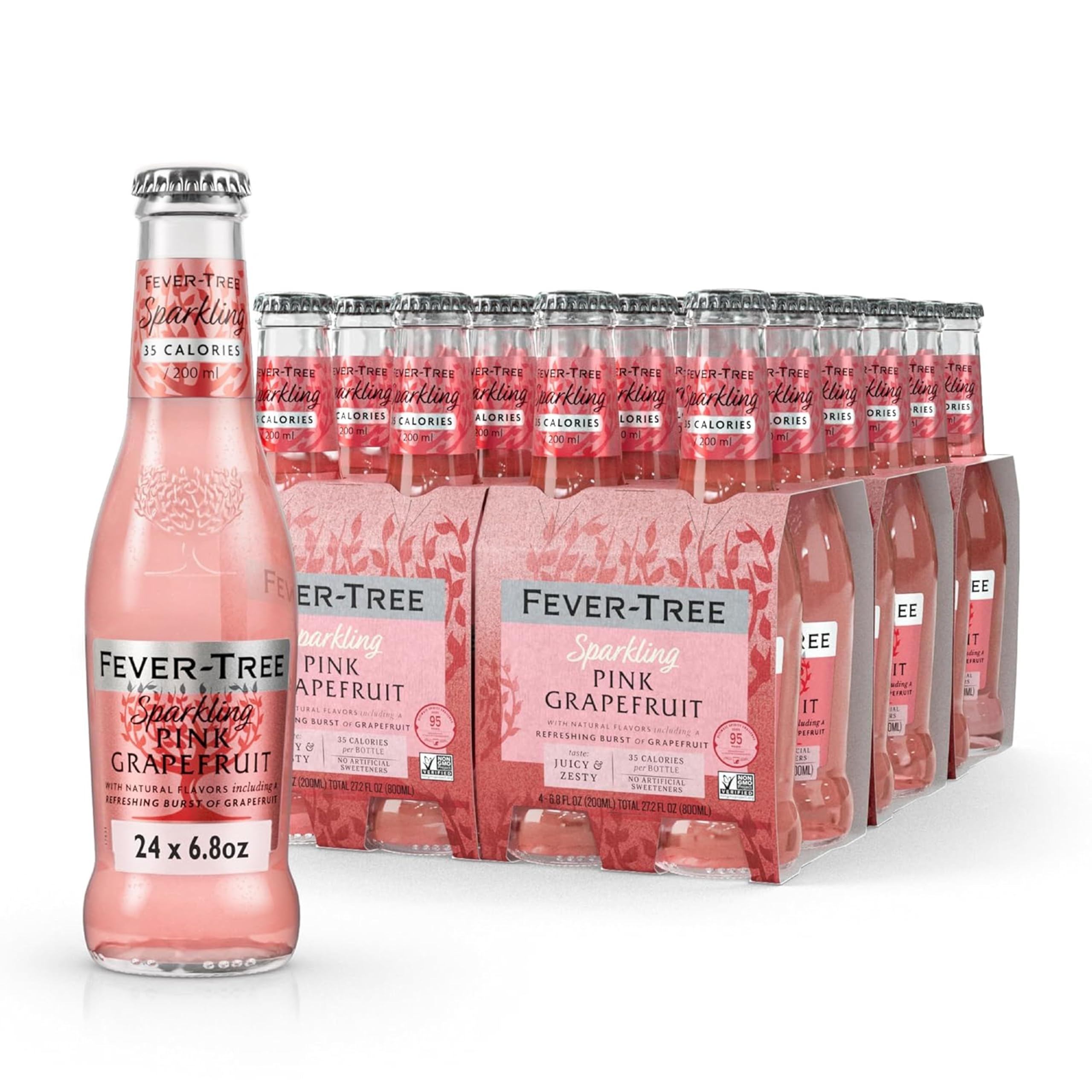 Fever-Tree front packaging showing pink grapefruit mixer and premium look