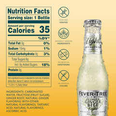 Fever-Tree glass bottle label detail highlighting natural ingredients and ginger origins for authenticity