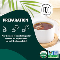FGO tea bag material detail highlighting plant-fiber texture and glue-free design