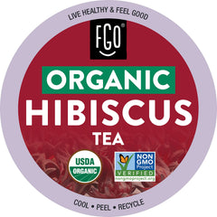 FGO front packaging showing 24 hibiscus K-Cup pods and organic badge for convenience
