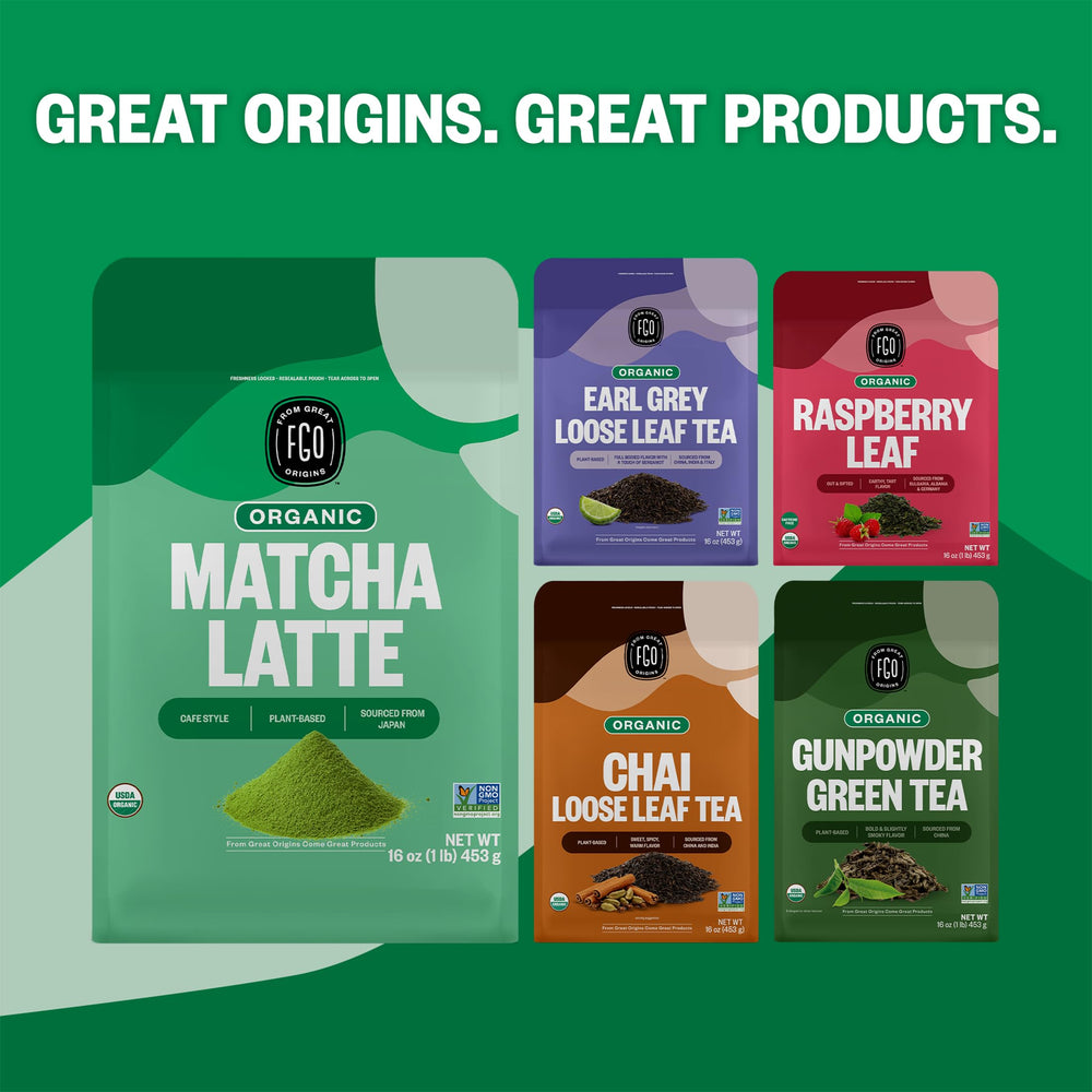FGO matcha bag in kitchen lifestyle scene suggesting daily at-home café convenience
