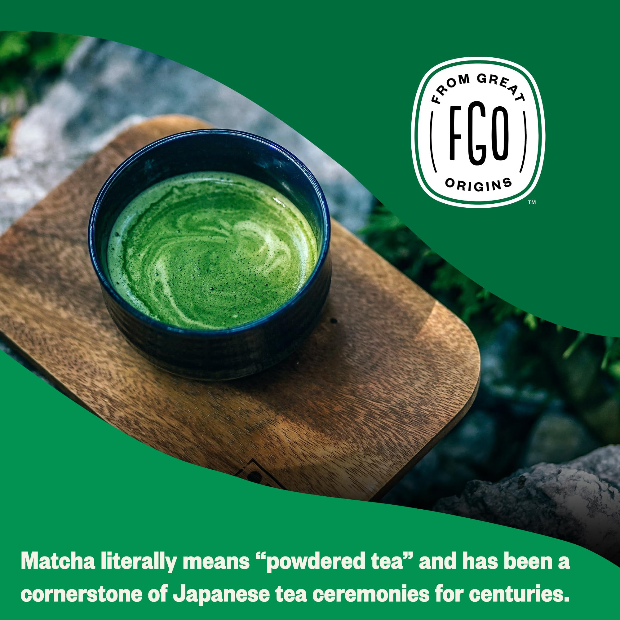 FGO matcha whisking action showing froth creation for smooth café-style lattes