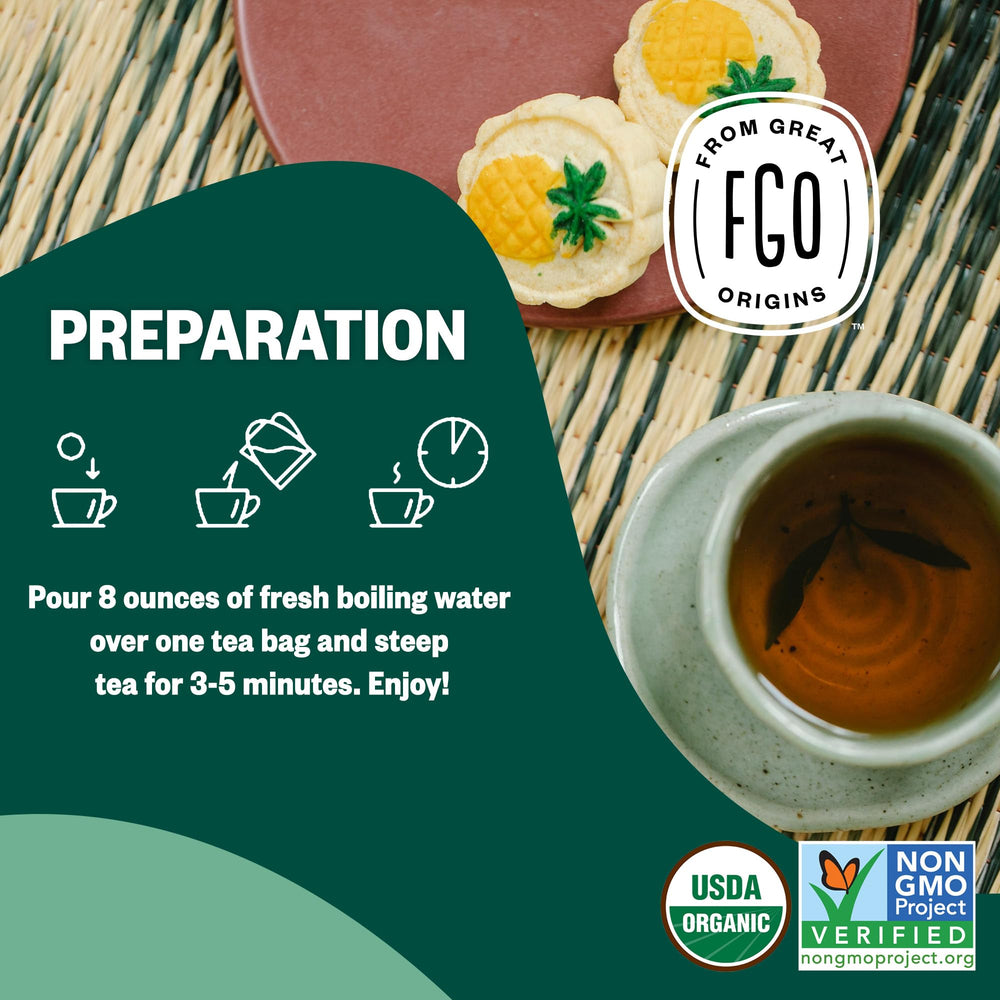 FGO brewed moringa mint tea in a cup demonstrating inviting color and aroma