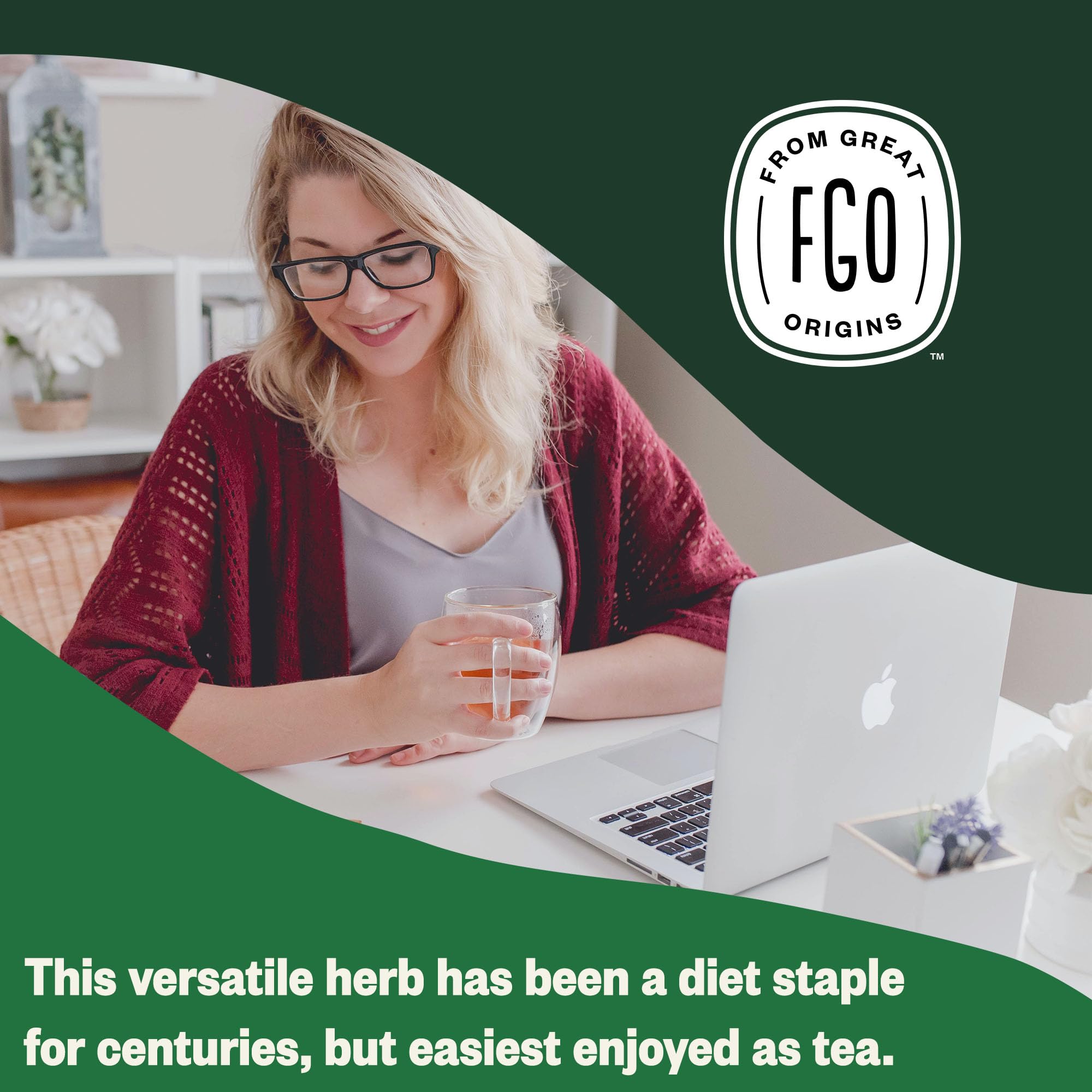 FGO brewed nettle tea in cup demonstrating clear herbal infusion
