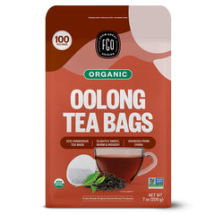 FGO front packaging showing 100-count organic oolong, freshness preserved