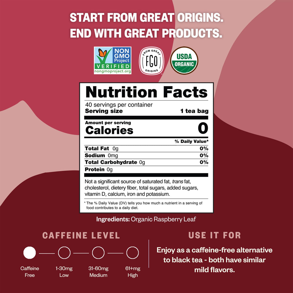 FGO loose red raspberry leaves texture, indicates high-quality organic herb