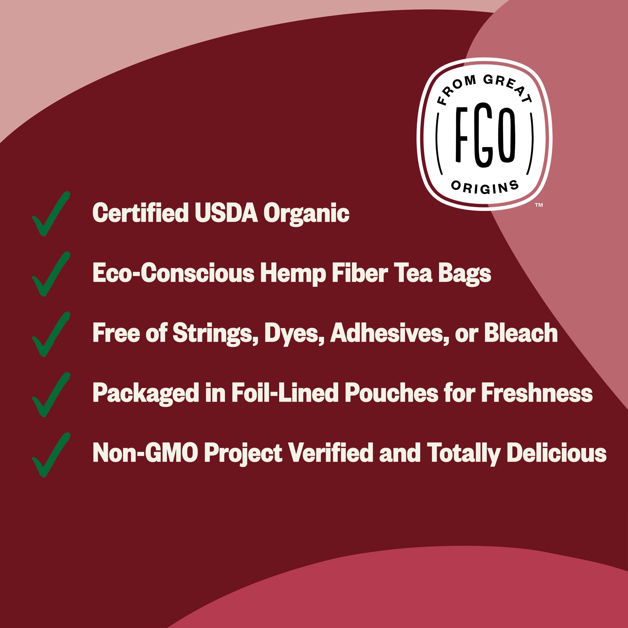 FGO brewed cup of red raspberry leaf tea, demonstrates gentle, smooth flavor