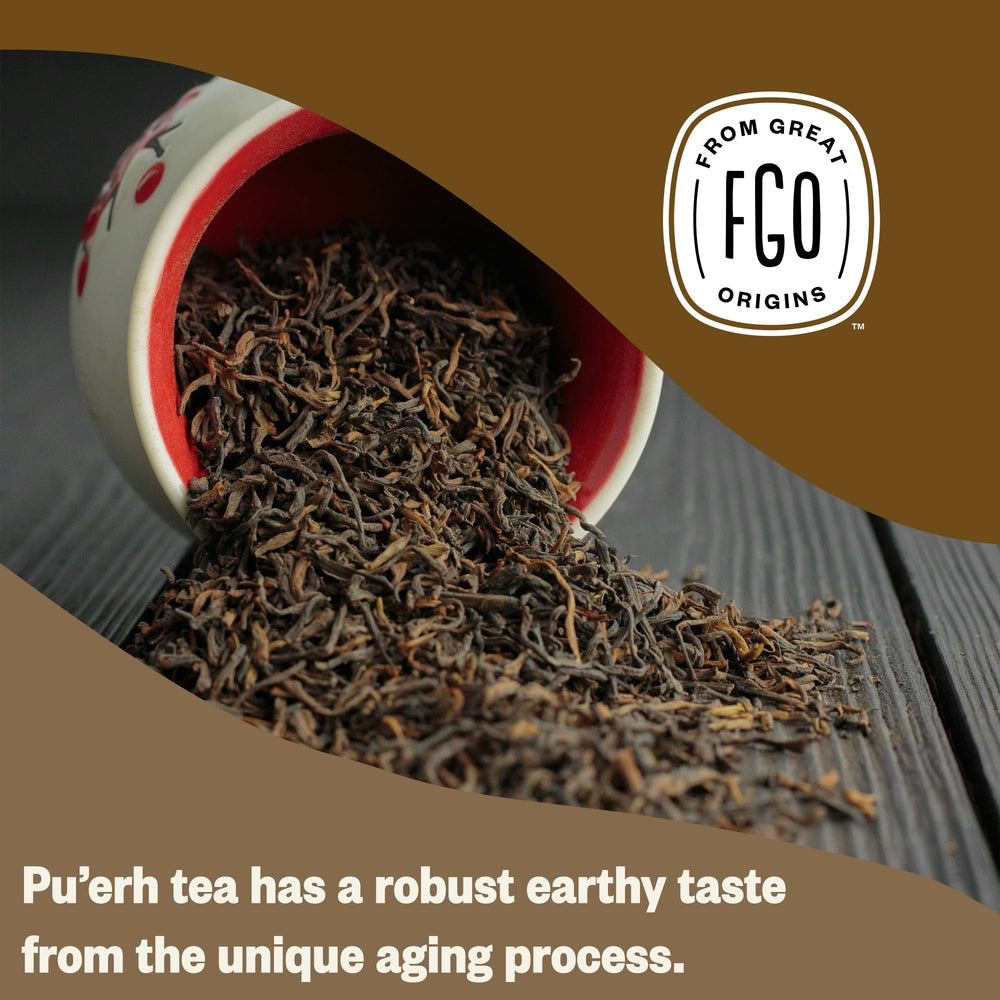 FGO steeped tea cup with amber Pu'erh color and ready-to-drink appeal