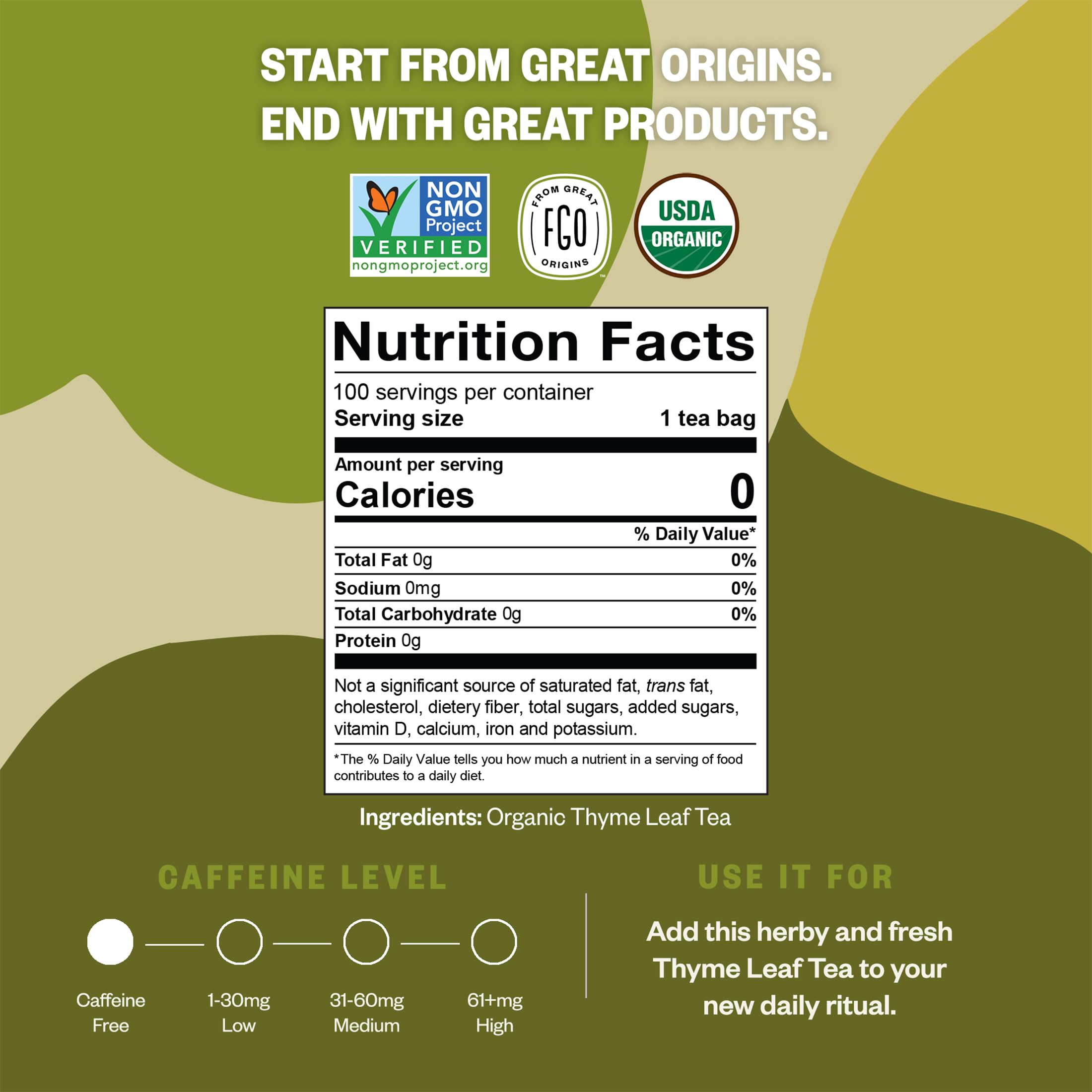 FGO loose dried thyme leaves detail showing texture and organic quality for pure flavor