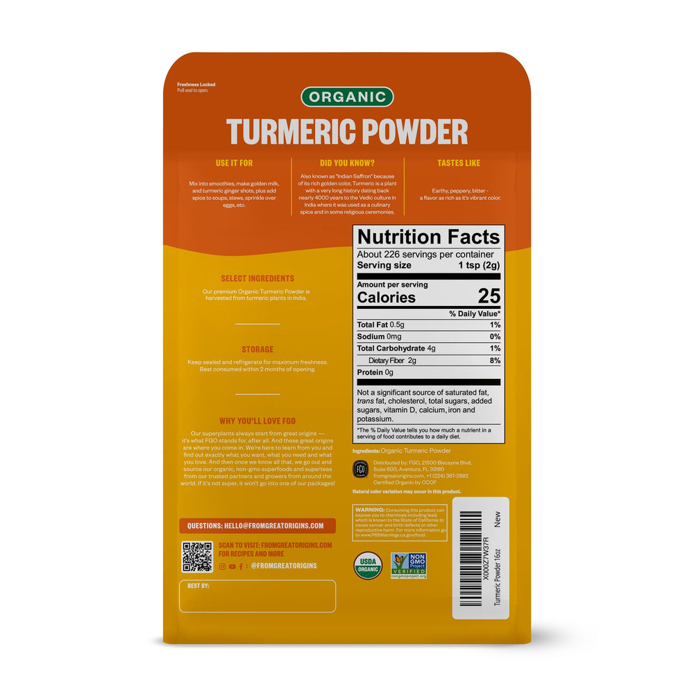 FGO close-up of ground turmeric texture highlighting vibrant color