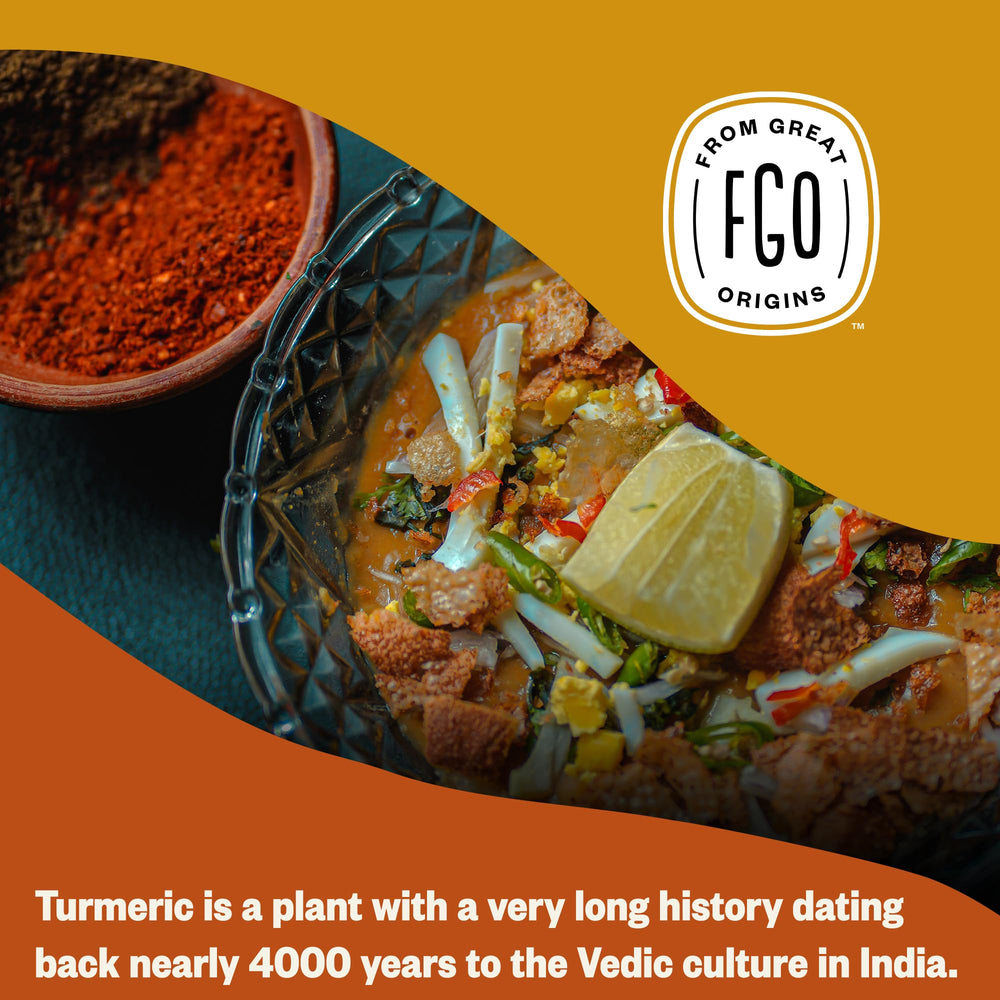 FGO turmeric sprinkled over curry bowl showing enhanced color