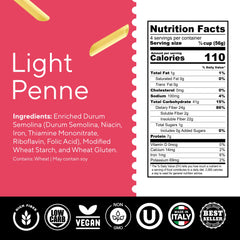 Fiber Gourmet close texture view of uncooked penne showing firm ridges
