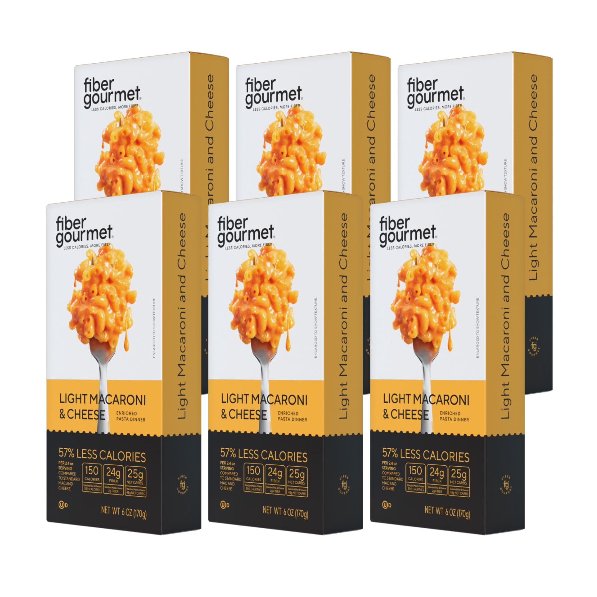 Fiber Gourmet front packaging showing product name and low calorie benefit