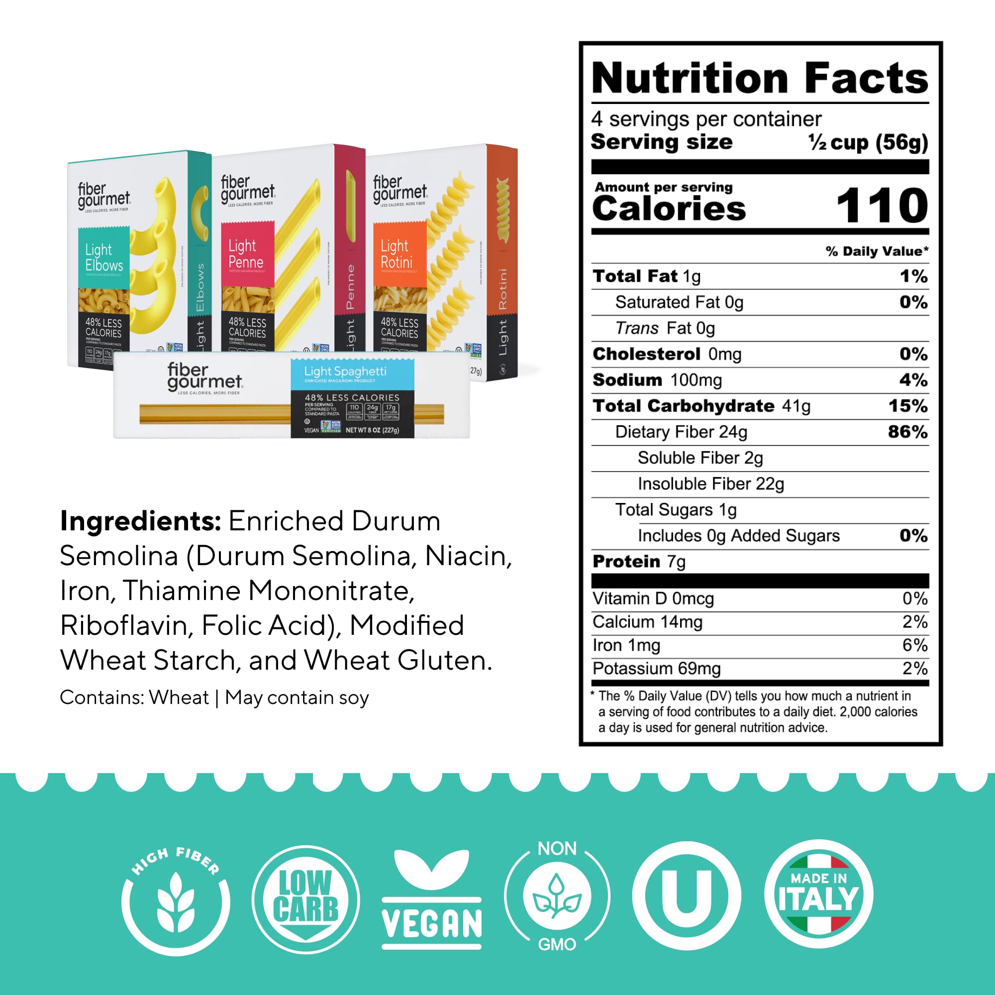 Fiber Gourmet uncooked spaghetti close-up highlighting firm strands benefit