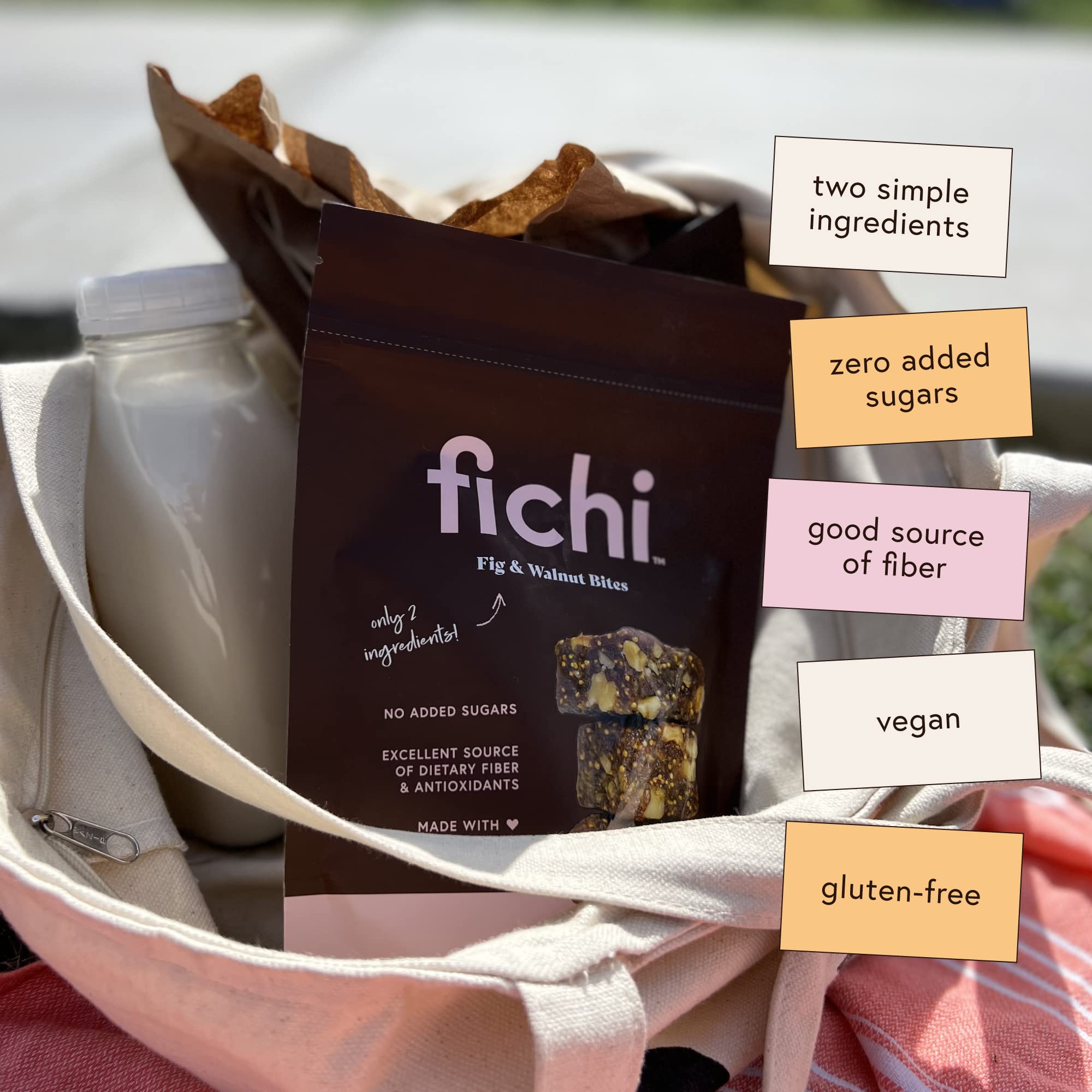 Fichi close-up of fig and walnut bite texture highlighting natural chewiness