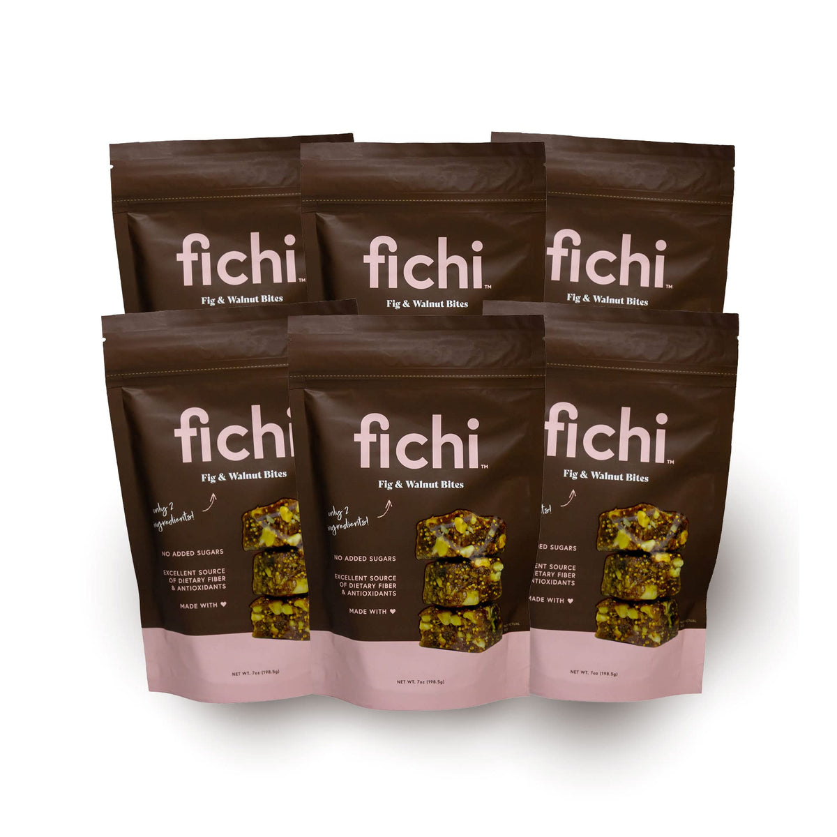 Fichi front packaging showing 7 oz pack and simple ingredients for convenience