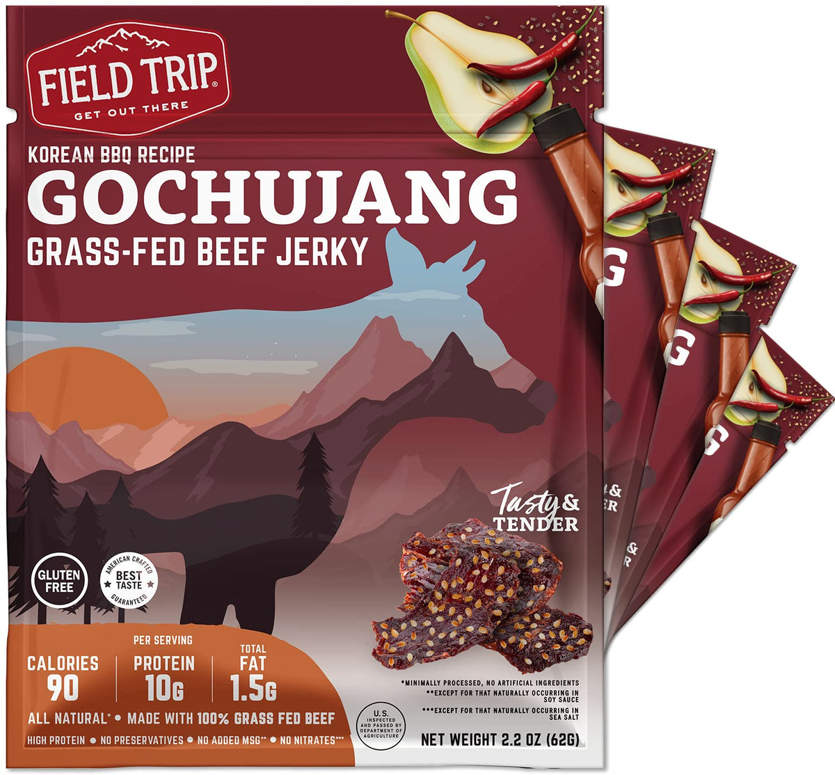 Field Trip front packaging showing gochujang BBQ and benefits on pack