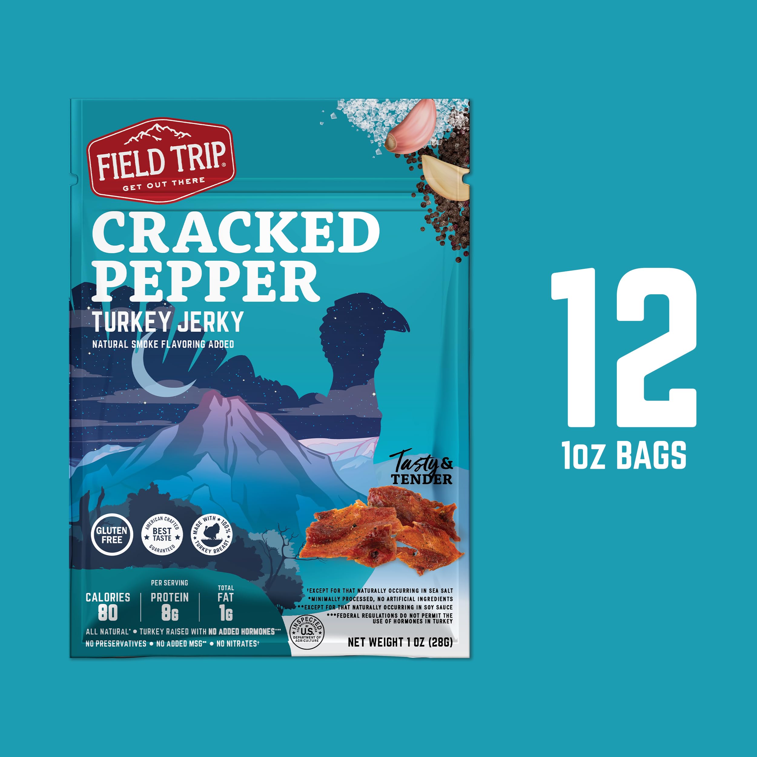 Field Trip jerky piled on cutting board showing savory appeal