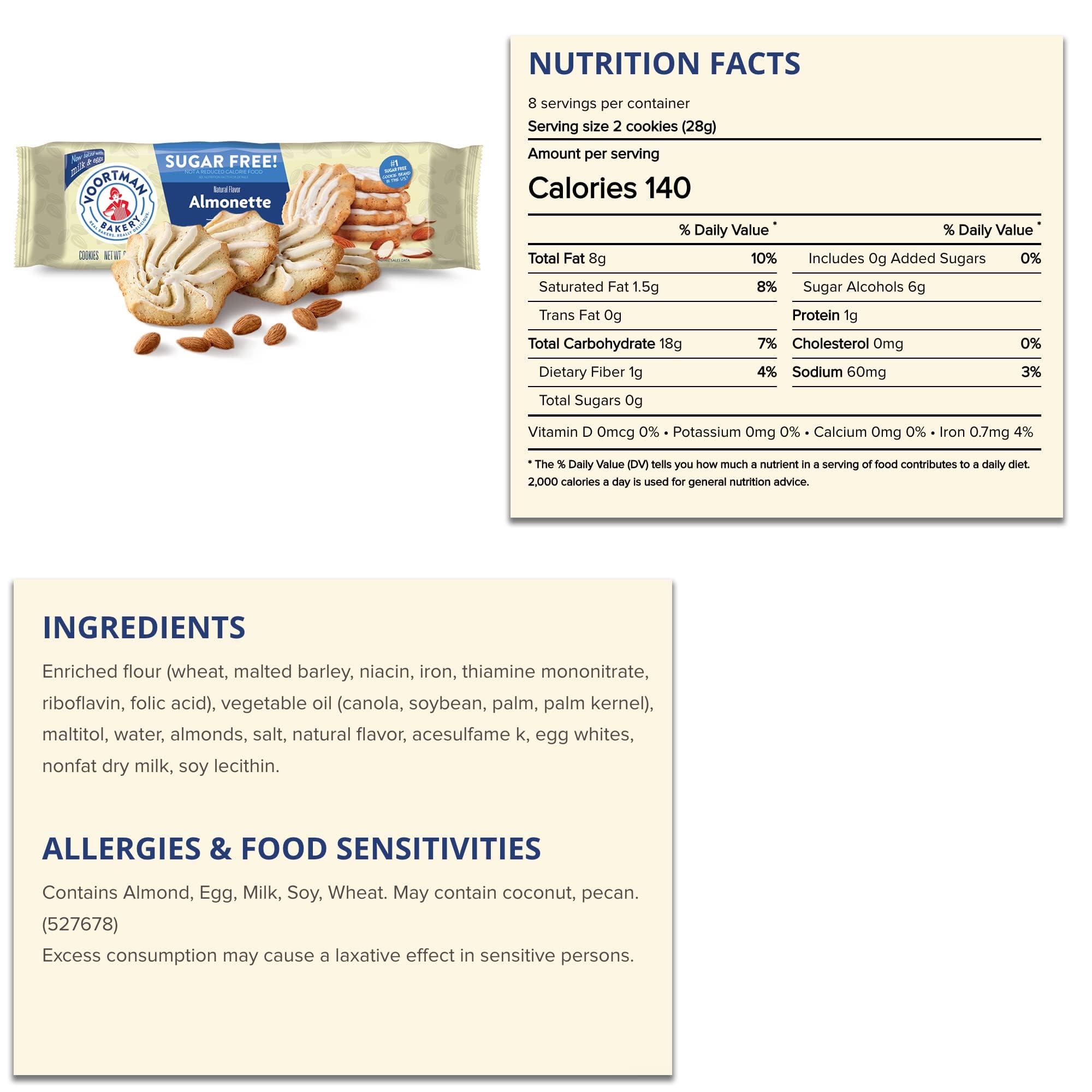 FIJIAN MADE Voortman almond pieces on cookie showing real-nut crunch benefit