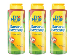 Fila Manila banana ketchup front packaging showing mild vegan condiment and benefits