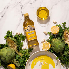 Close-up of Filippo Berio golden olive oil texture showing smooth consistency for cooking