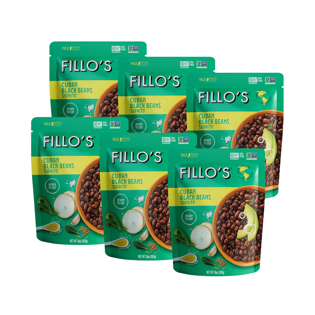 Fillo's front packaging showing 10 oz pouch ready-to-eat convenience