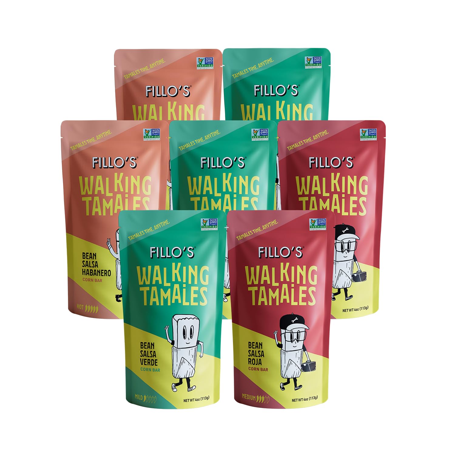 Fillo's front packaging showing 7-pack and variety — convenient grab-and-go