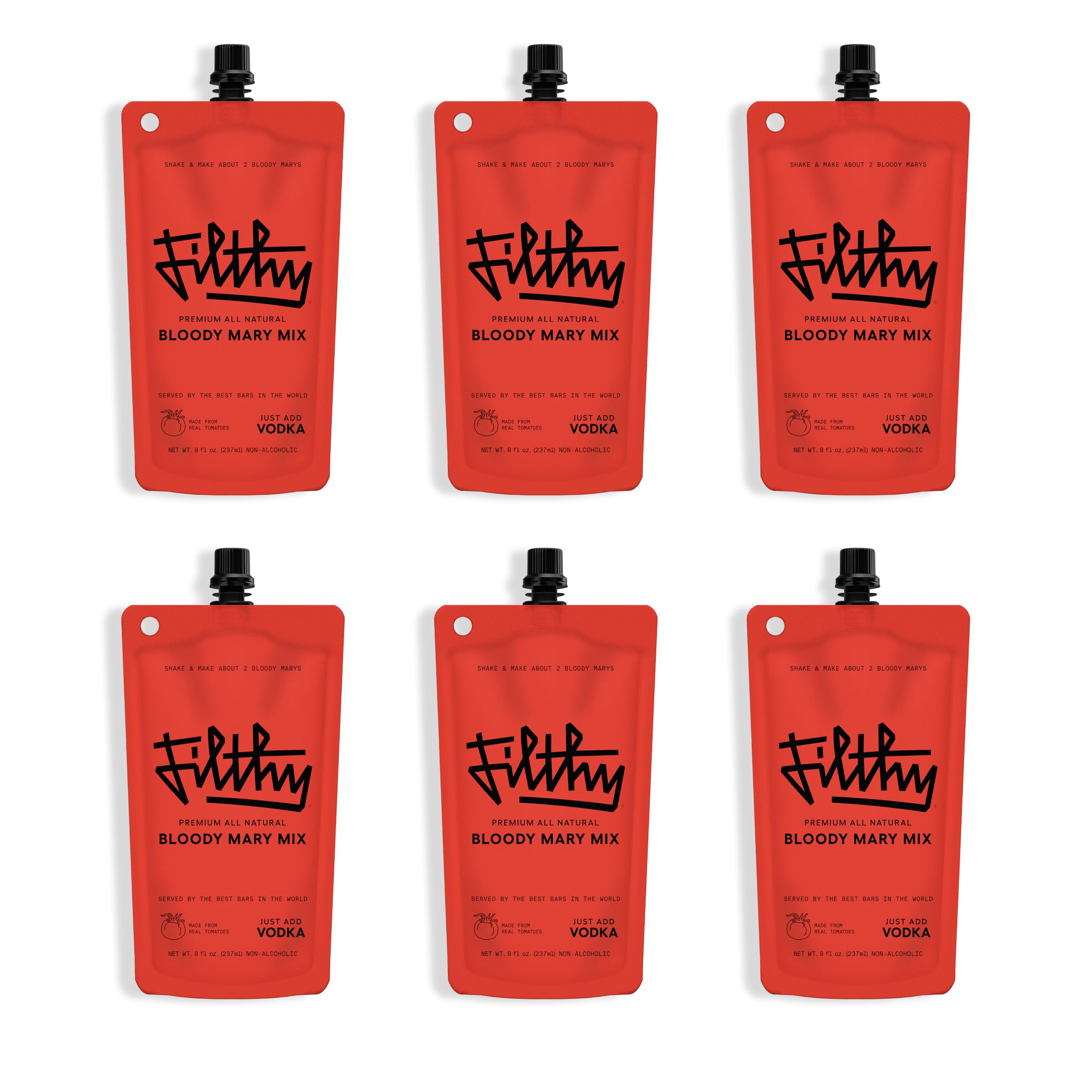 Filthy Food front pouch showing label and premium mixer benefit