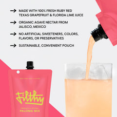 Filthy Food pouring mix into glass demonstrating easy use and time savings