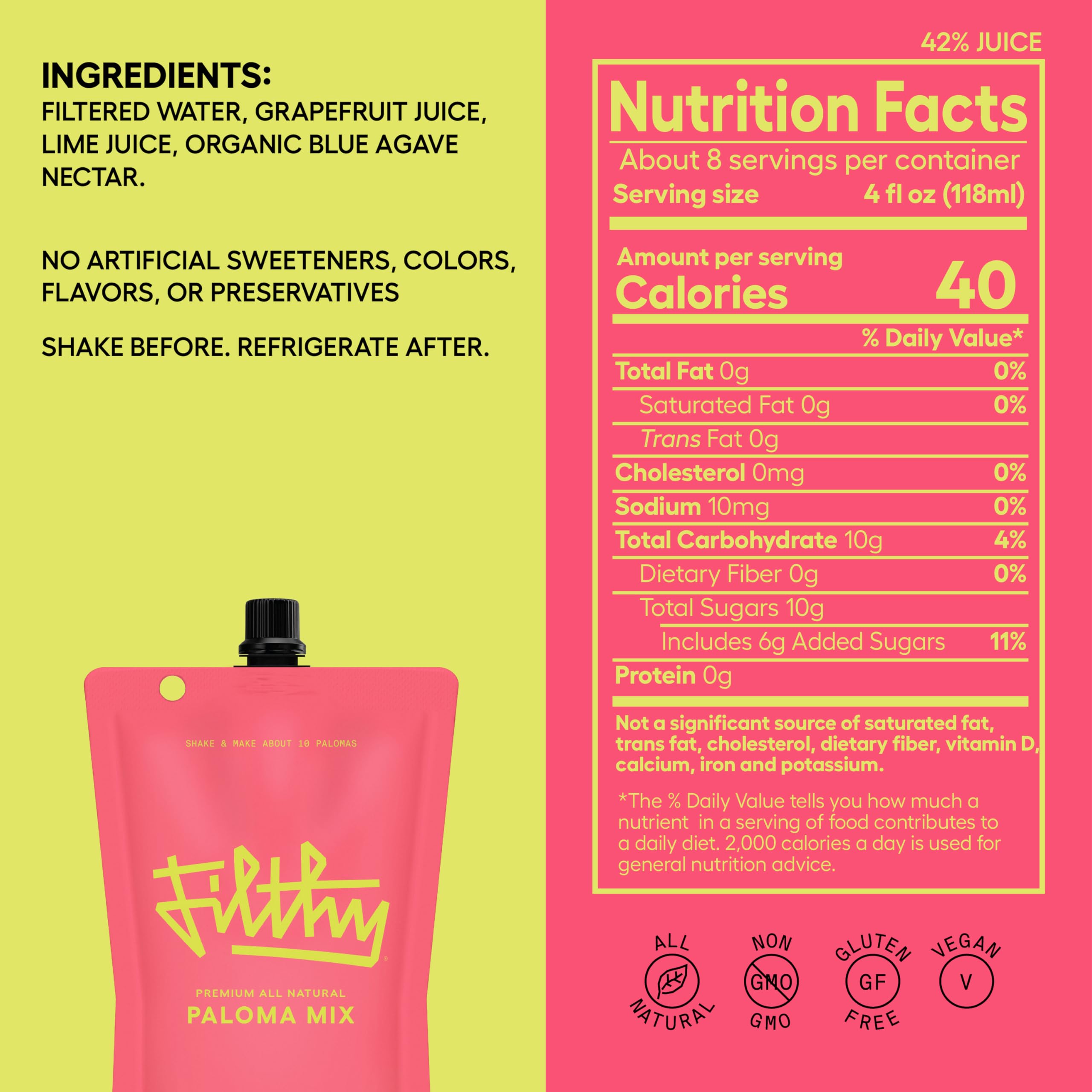 Filthy Food pouch next to a bottle for scale showing compact, portable size