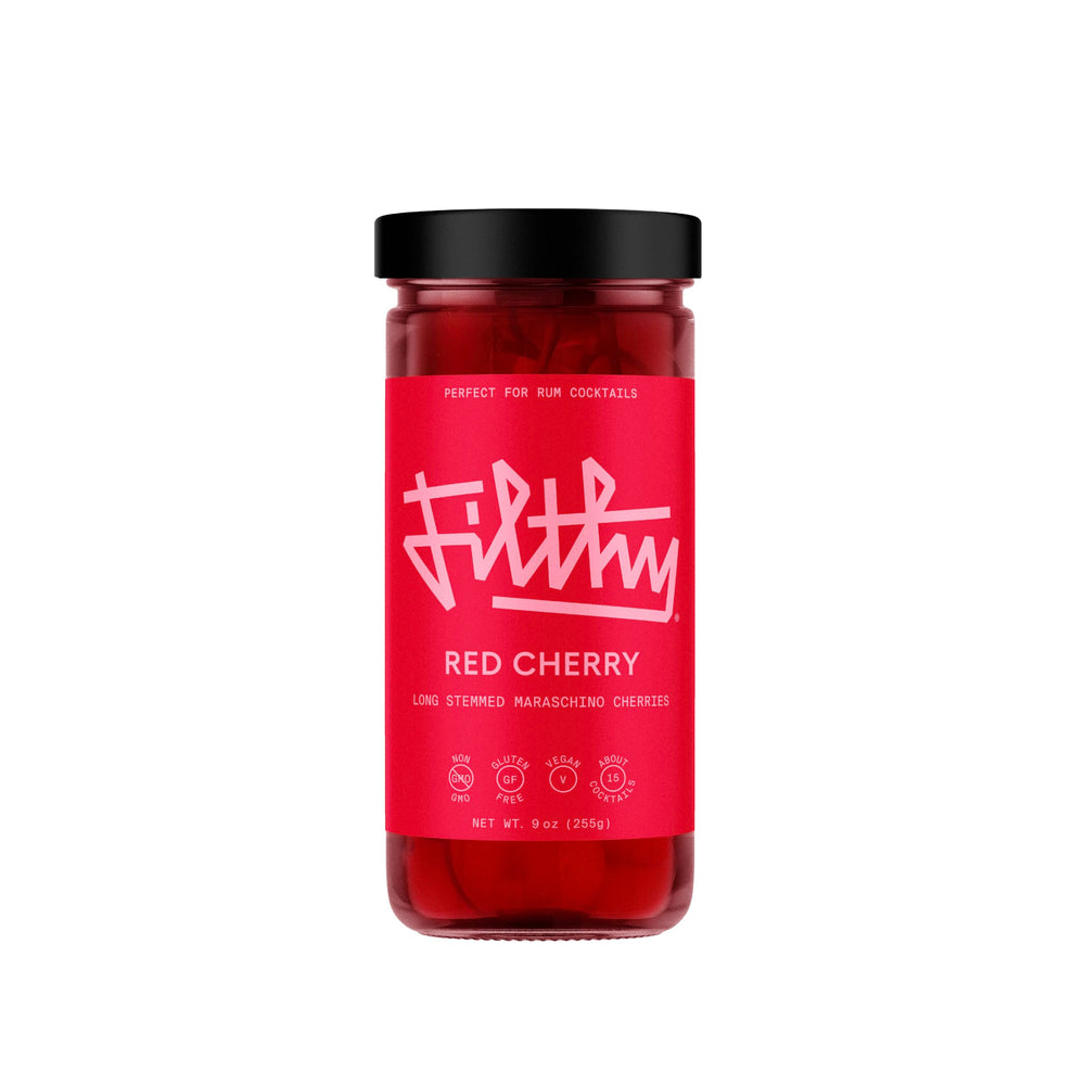 Filthy Food front jar view showing premium cherries and bright presentation benefit
