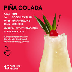 Filthy Food cherry garnish in Old Fashioned adding color and cocktail appeal benefit