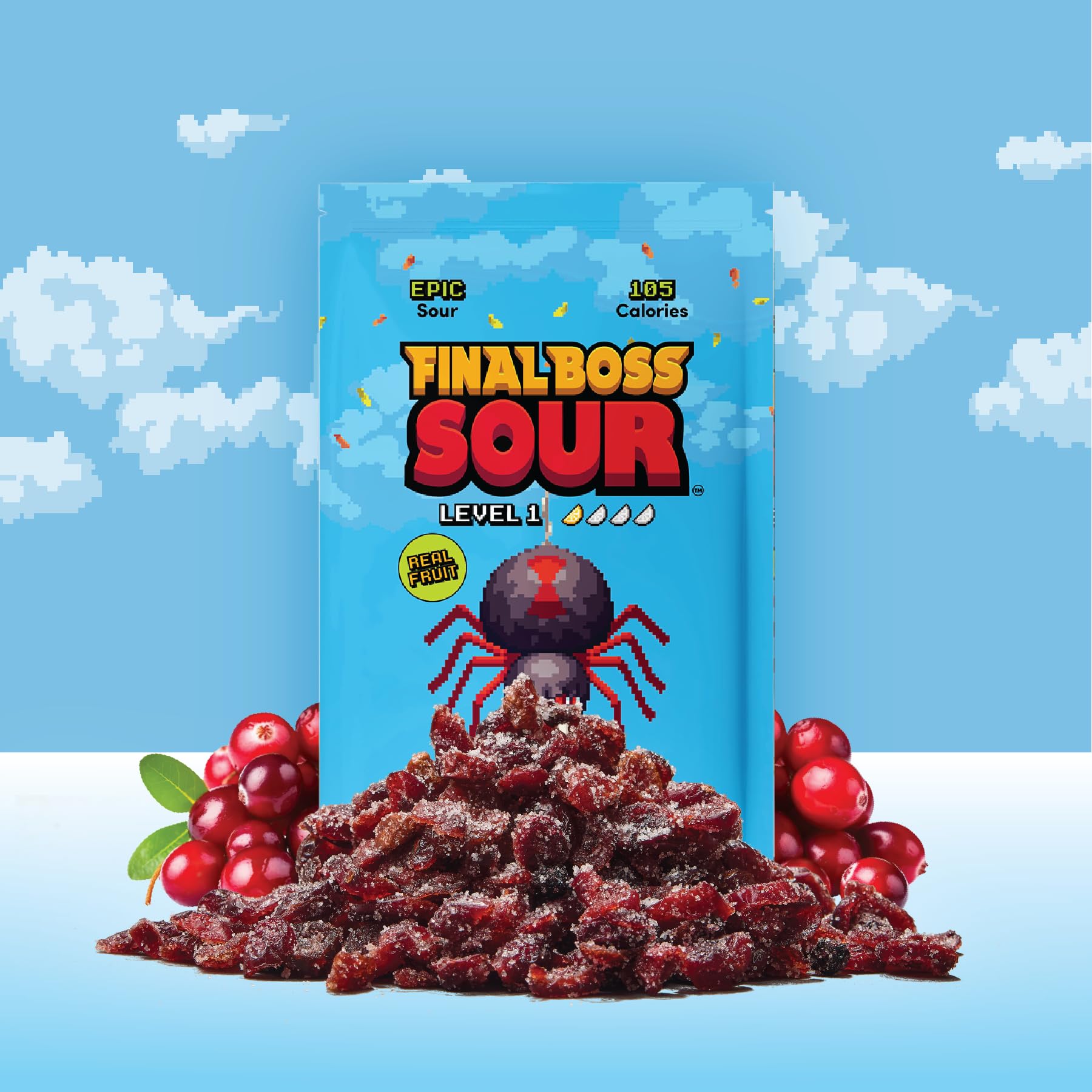 FINAL BOSS close-up of dried cranberry texture highlighting natural fruit