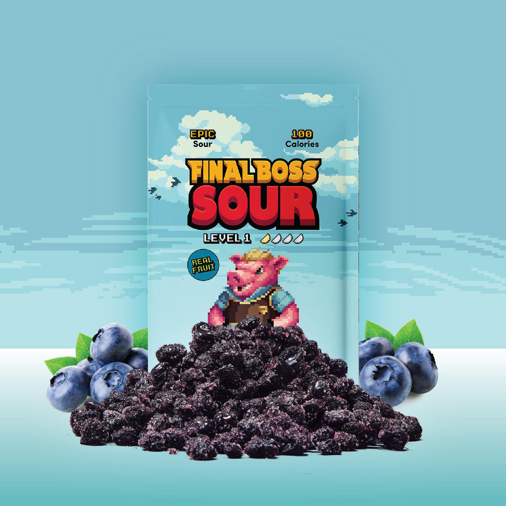 Final Boss pouch close-up showing chewy texture and natural fruit bite appeal