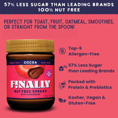 Finally open jar showing creamy cocoa surface and lower-sugar texture for indulgence