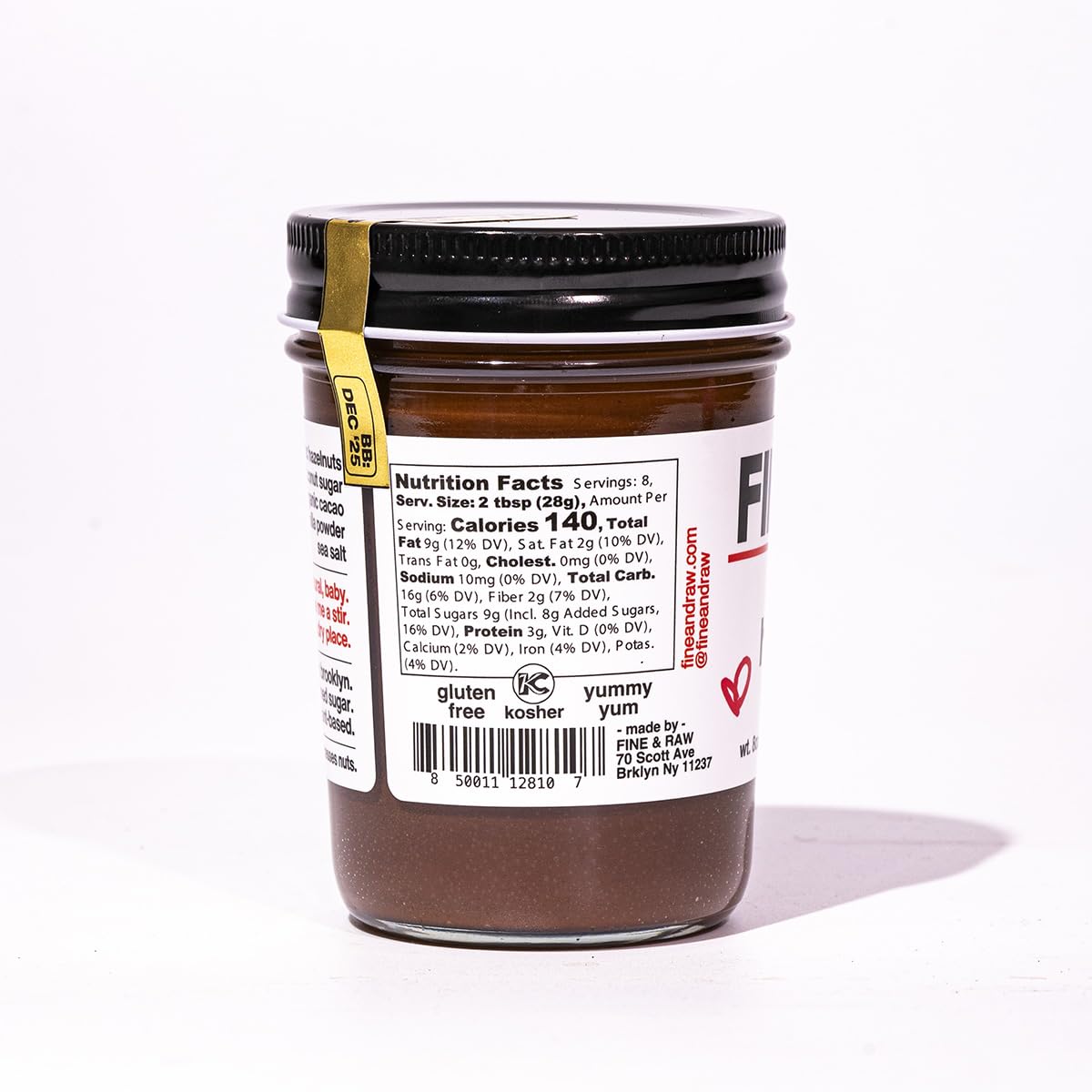 Fine & Raw close-up texture shot showing velvety chocolate and hazelnut swirls for taste cue