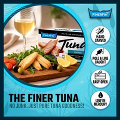 FinerFin close-up of tuna fillet texture showcasing flaky firmness and premium quality