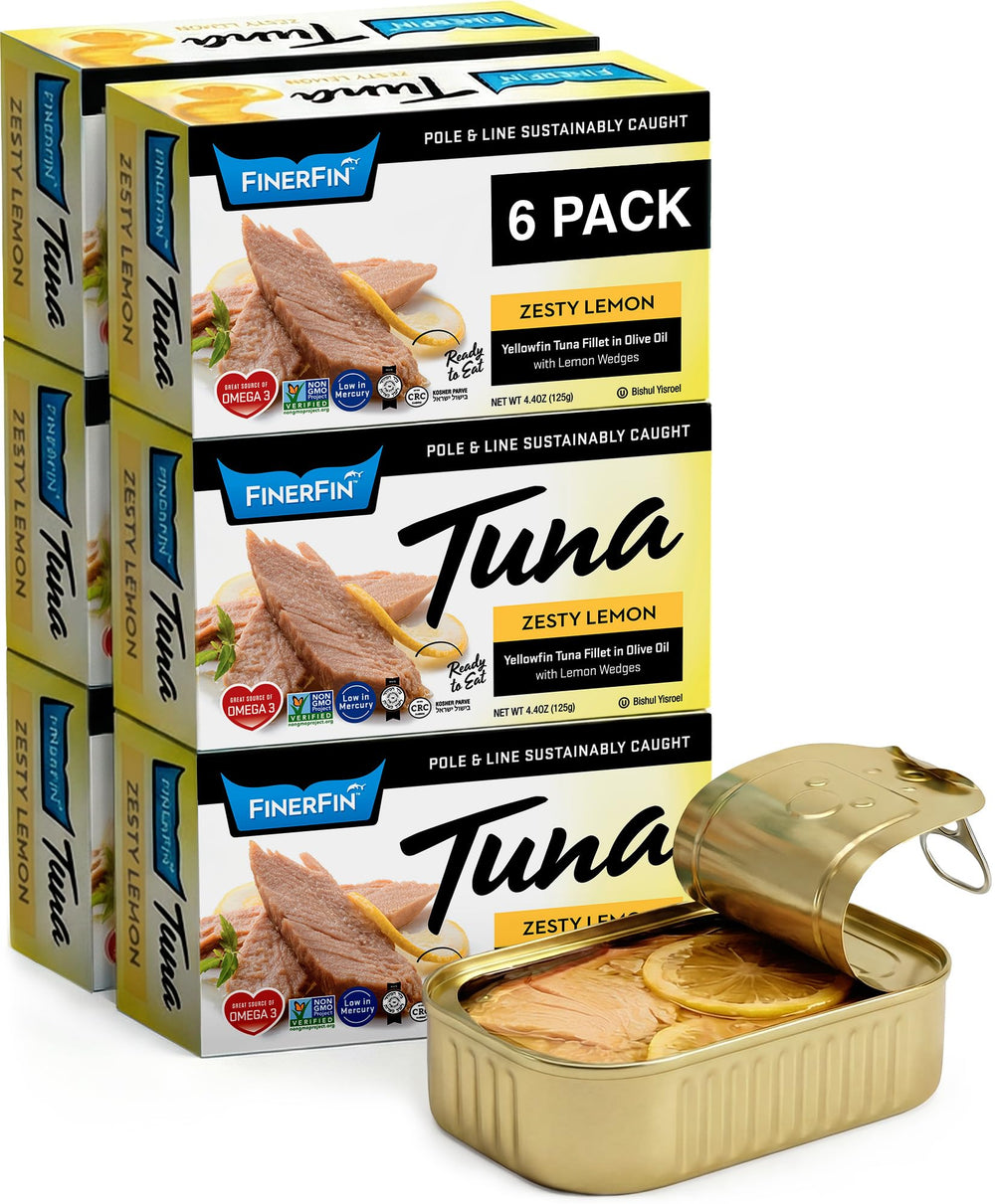 FinerFin front packaging showing premium tuna and lemon flavor benefits