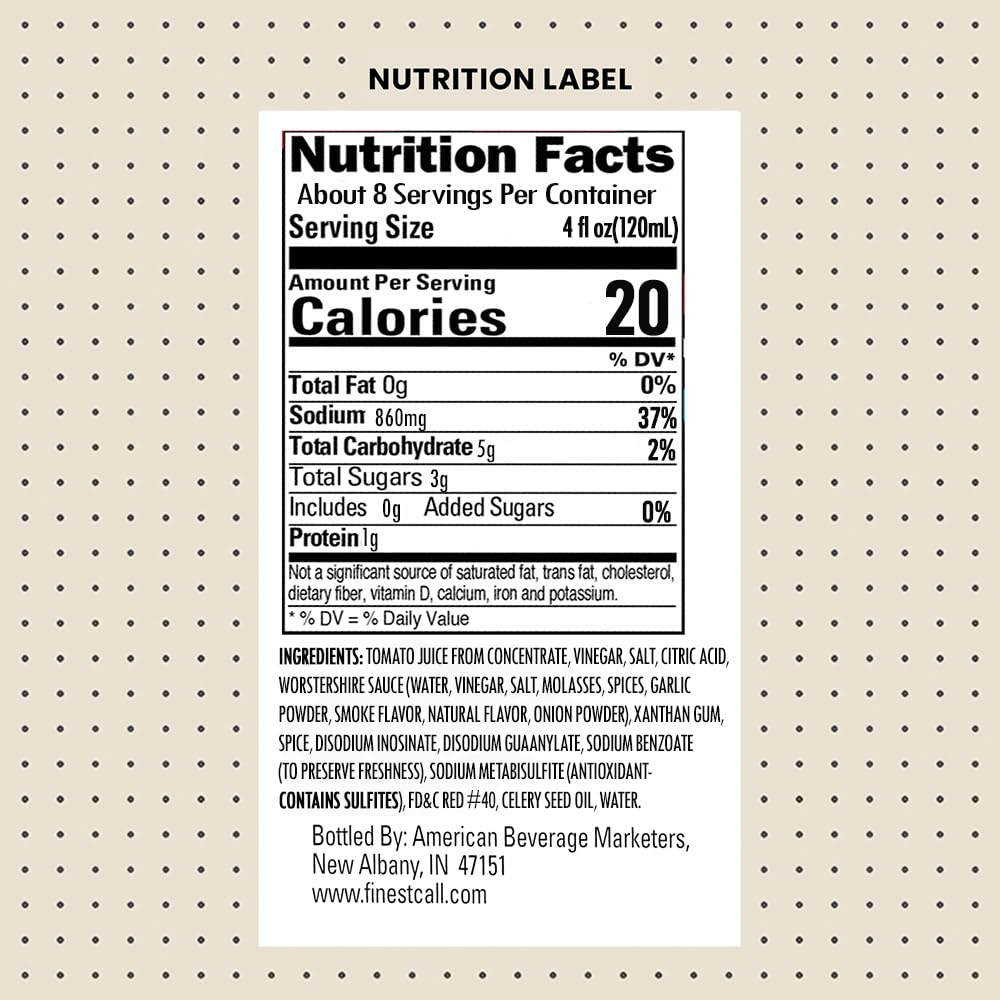 Finest Call label close-up showing ingredients and premium quality