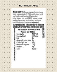 Finest Call label close-up showing Austrian elderflower origin and clear ingredient callout