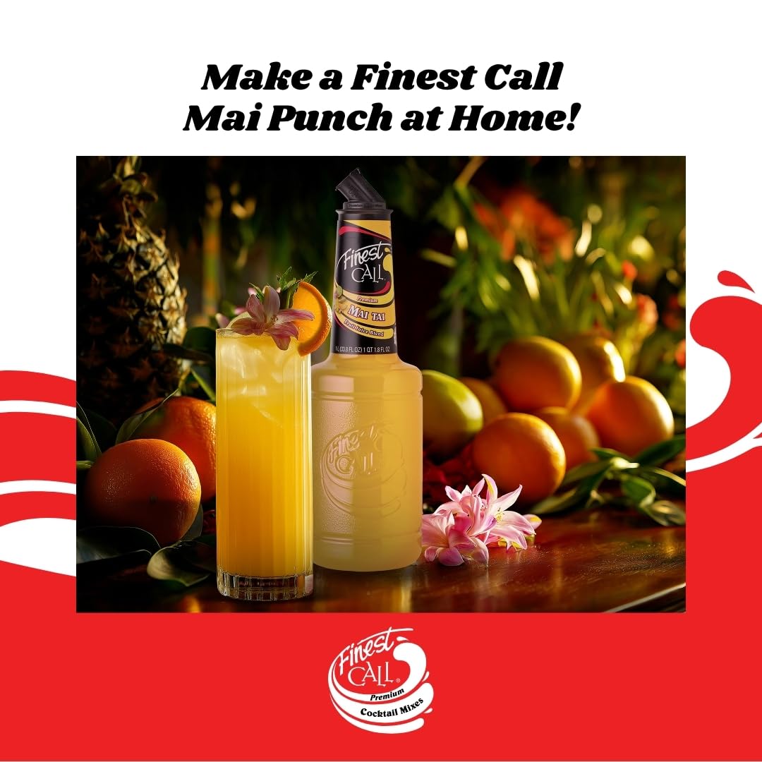 Pouring Finest Call Mai Tai mix into shaker to speed cocktail preparation